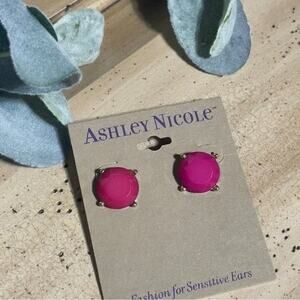 Ashley Nicole Hot Pink Stud Disc Pierced Earrings